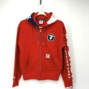 Aape By A Bathing Ape Hoodie Mens Small Red White Blue Fleece Street Skater USA